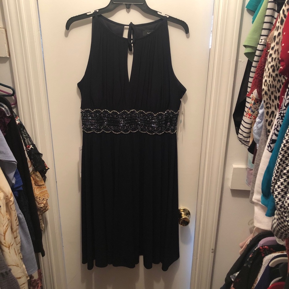Deep Navy Mid-Length Dress w/sequins